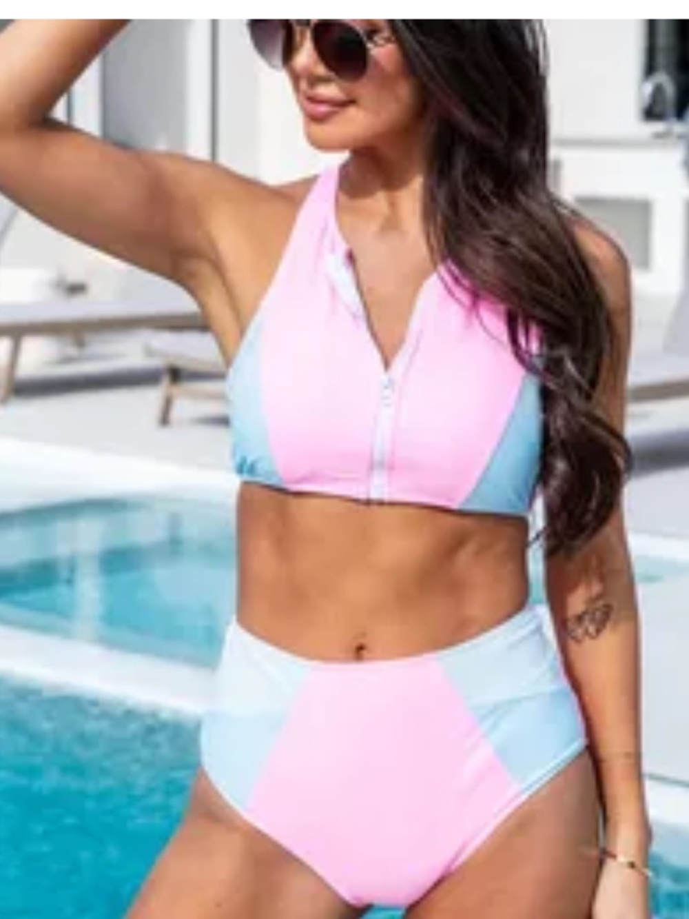 Pink Lily Colorblock Swim| Two piece| Medium